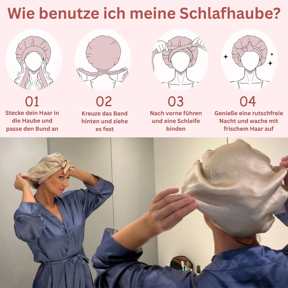 Längerfrisch Seiden Schlafhaube "Schleife"